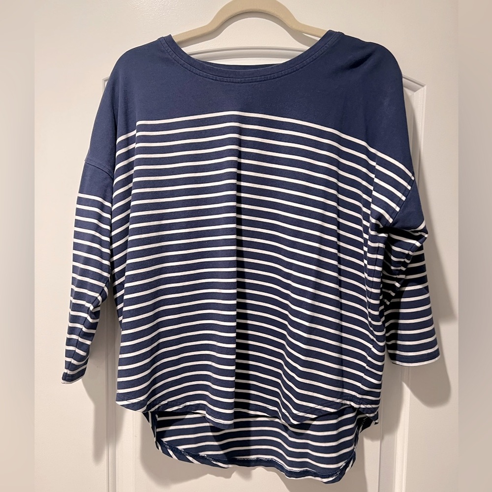 Vineyard Vines Striped Drop Shoulder Top - Navy/White Strip, Size M